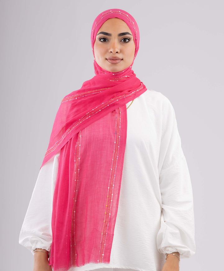 Embroidered Linen Scarf