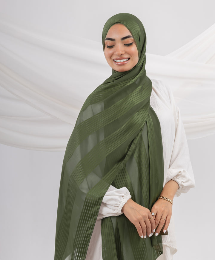 Glittery Crinkle Satin Chiffon Scarf