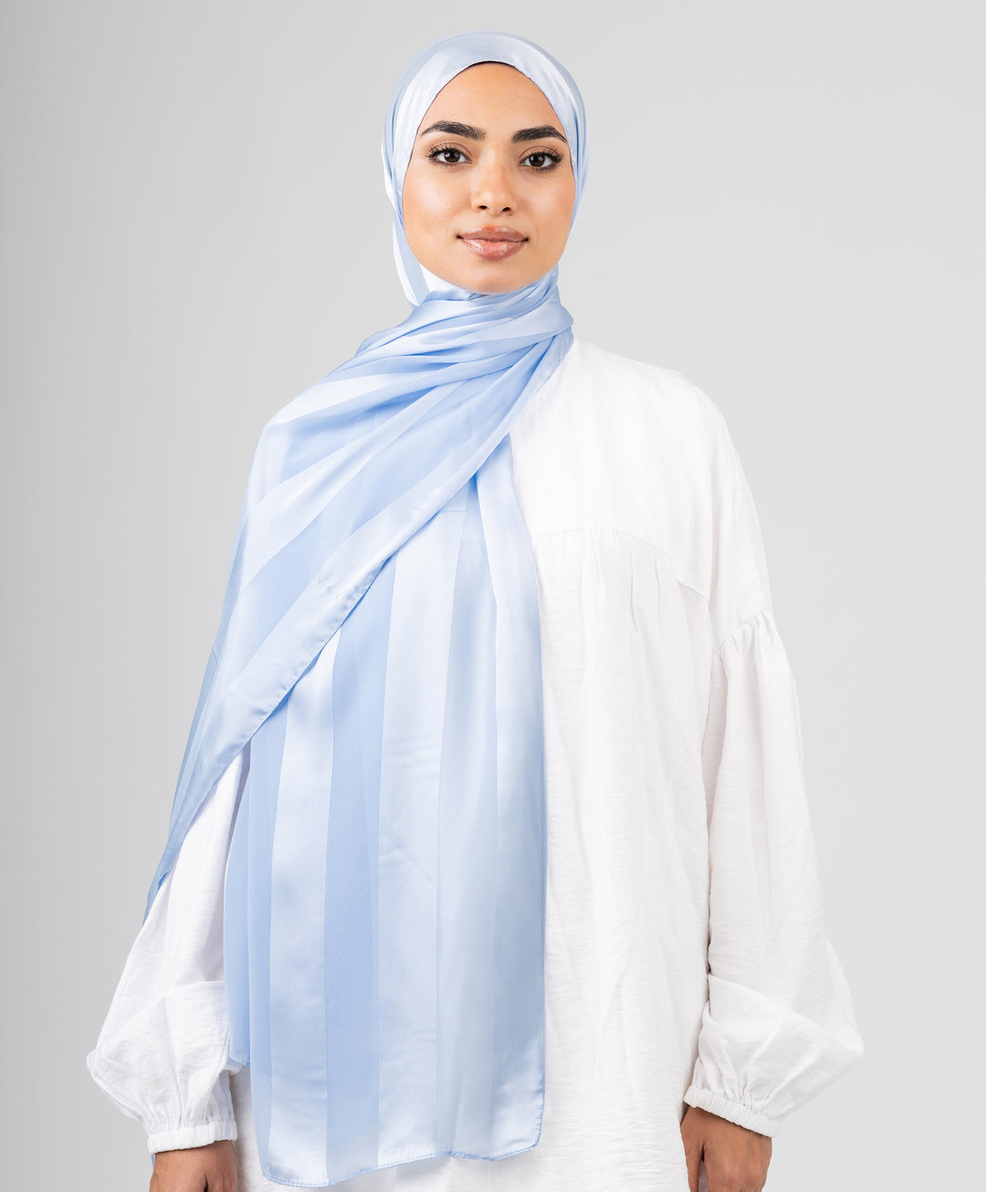 Abstract Satin Chiffon Scarf