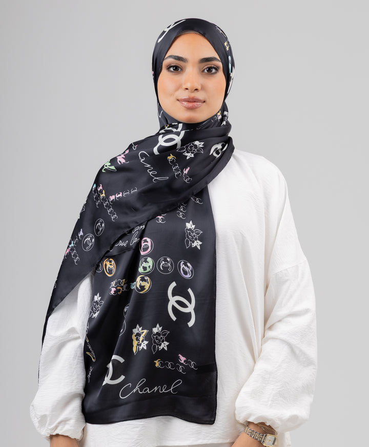 Noir Charm Silk Scarf