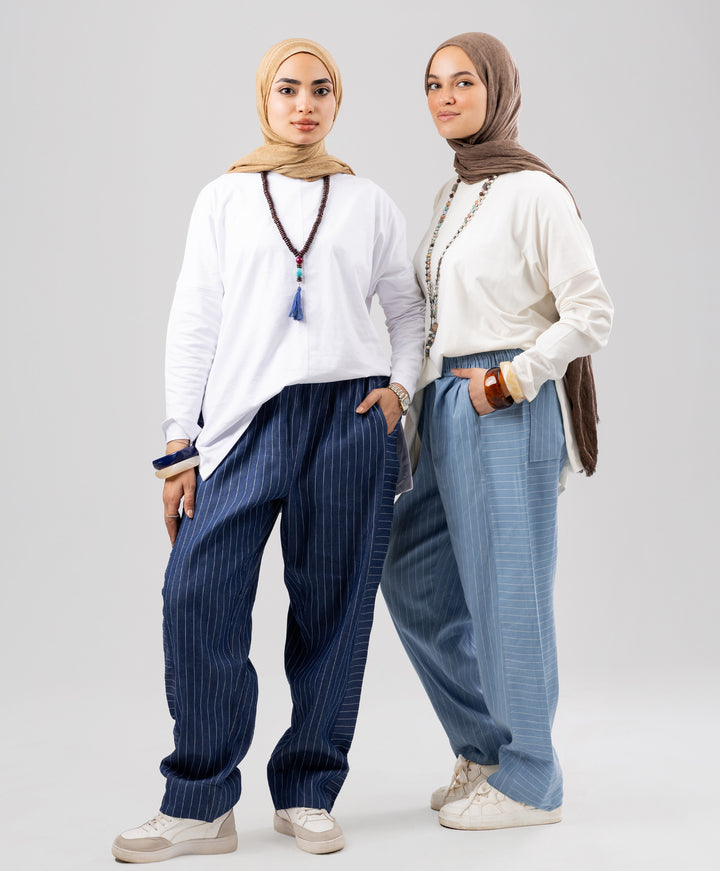 Striped Denim Pants