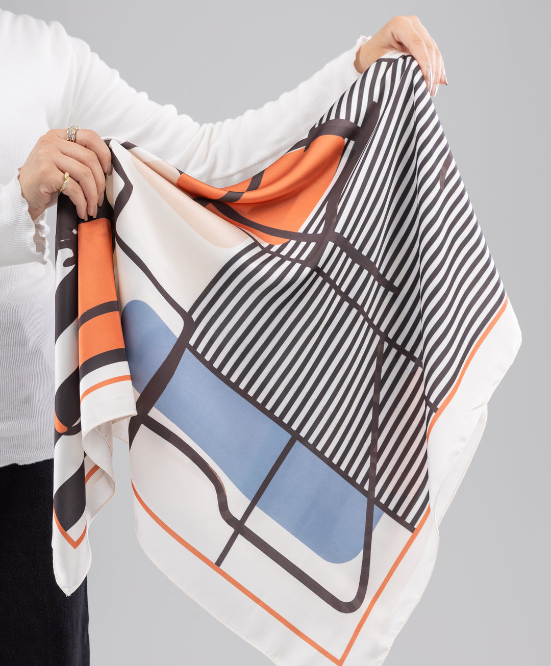 Printed Satin Square Scarf