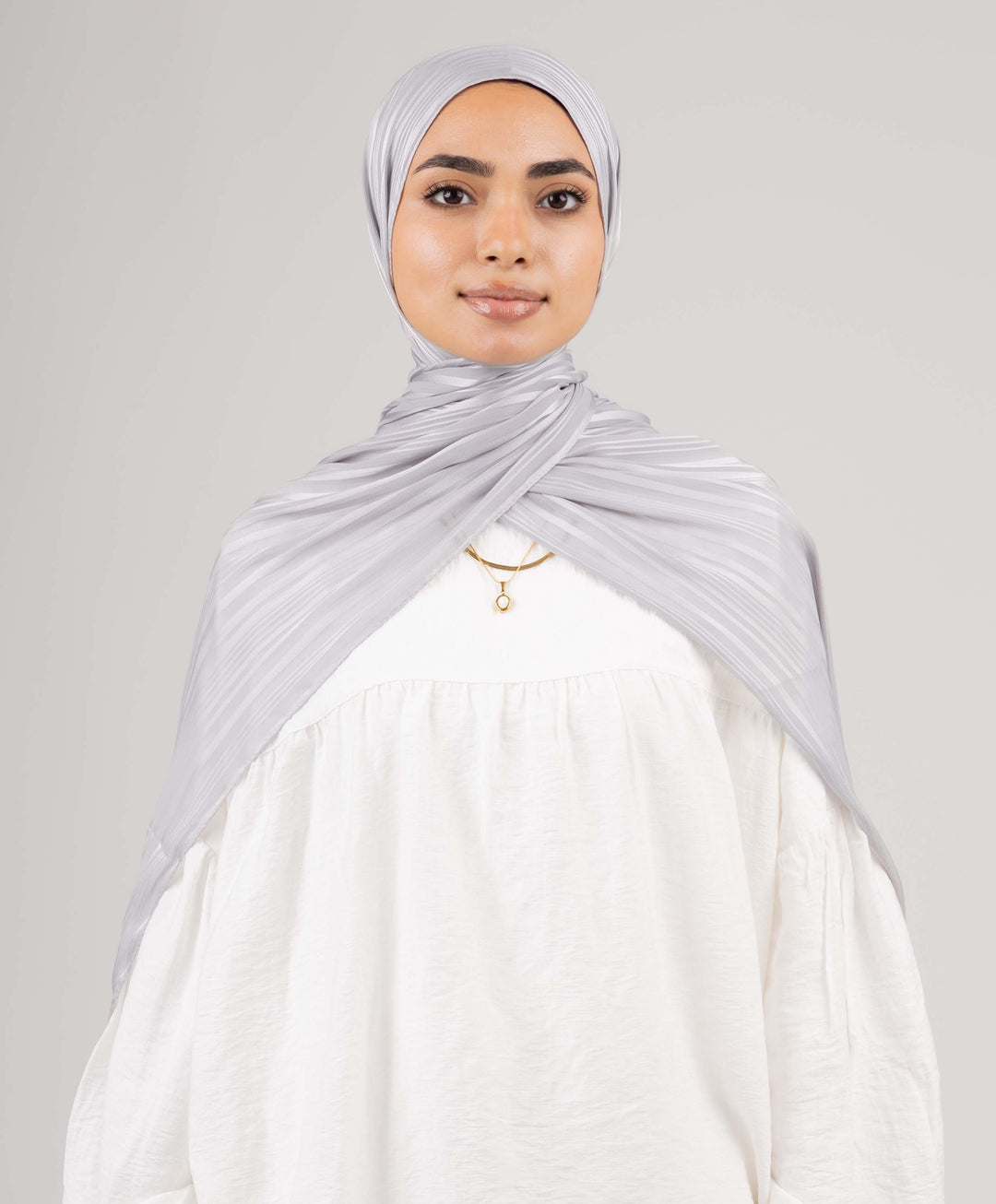 Striped Satin Chiffon Scarf