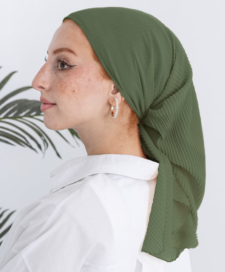 Pleated Plain Square Scarf