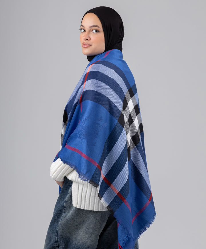 Azure Plaid Shawl