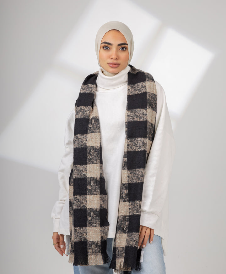 Blurred Check Shawl