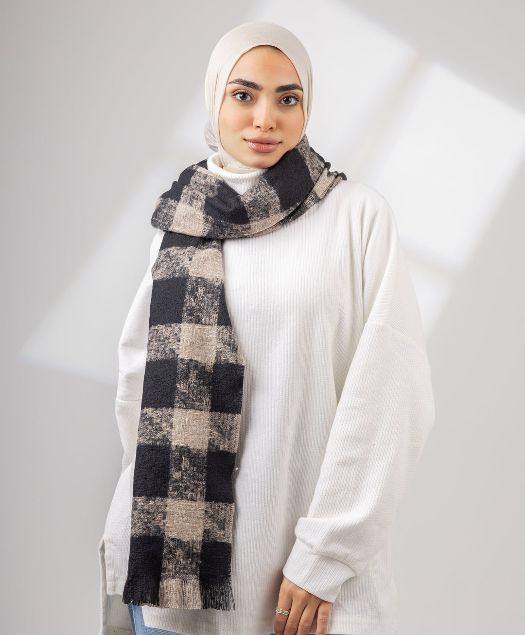 Blurred Check Shawl