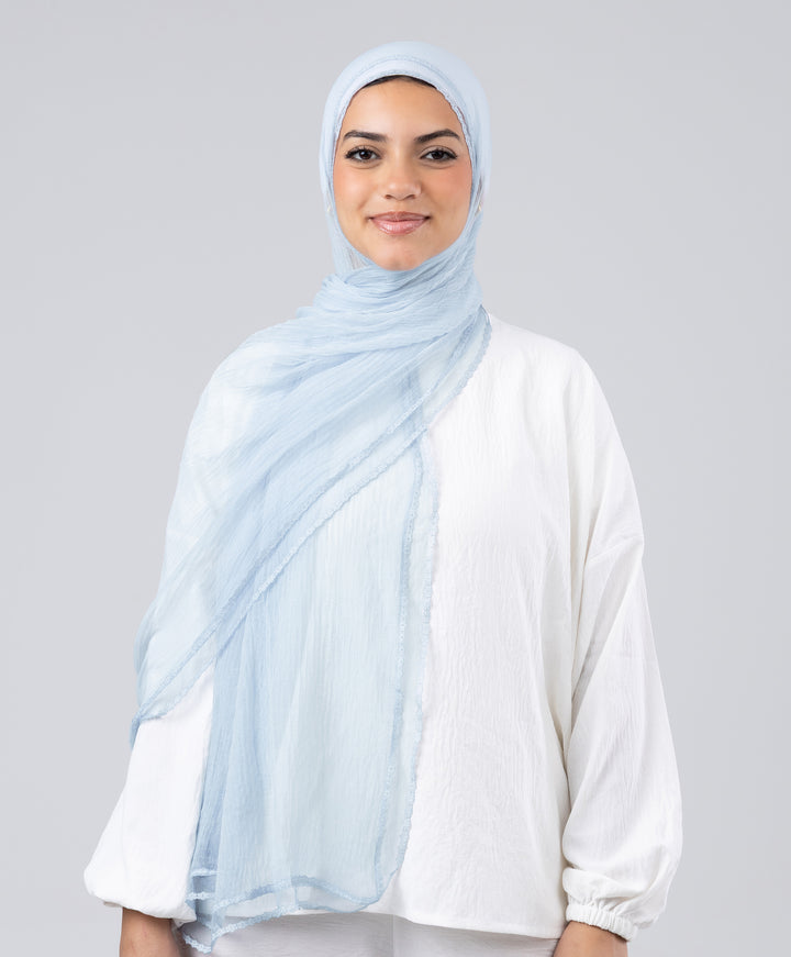 Lace Trim Crinkle Scarf