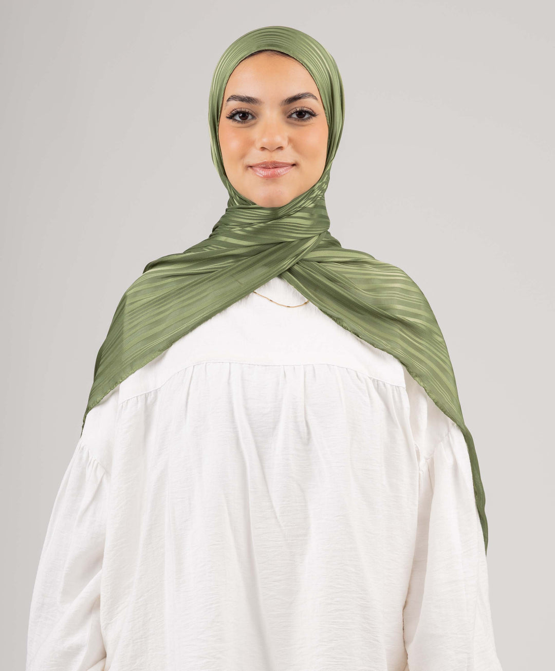 Striped Satin Chiffon Scarf