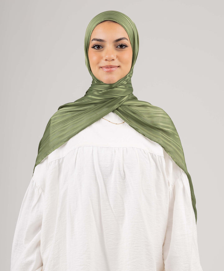 Striped Satin Chiffon Scarf