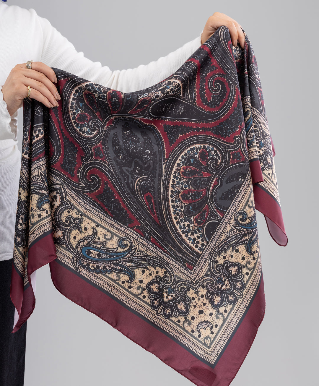 Printed Satin Square Scarf