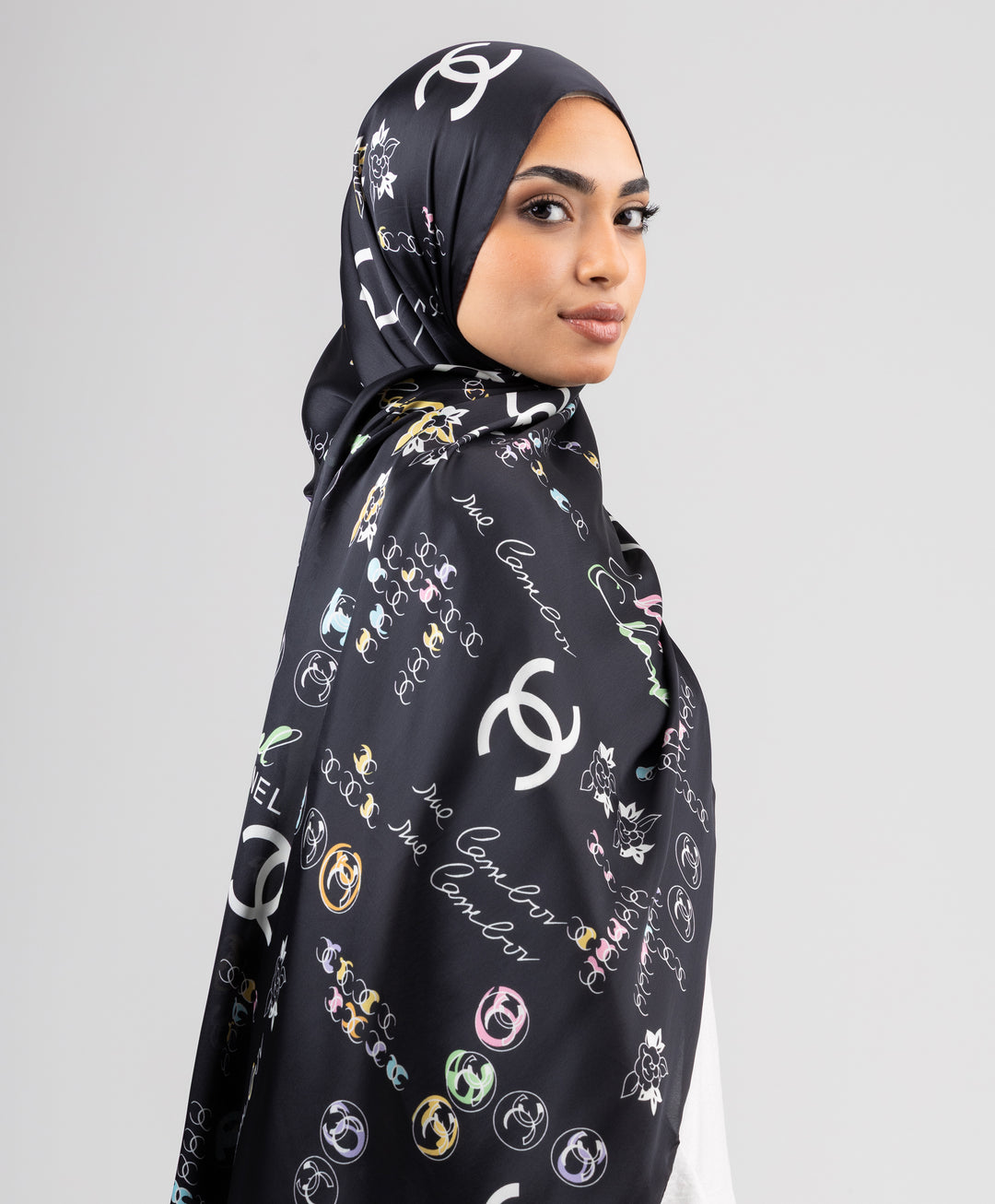Noir Charm Silk Scarf