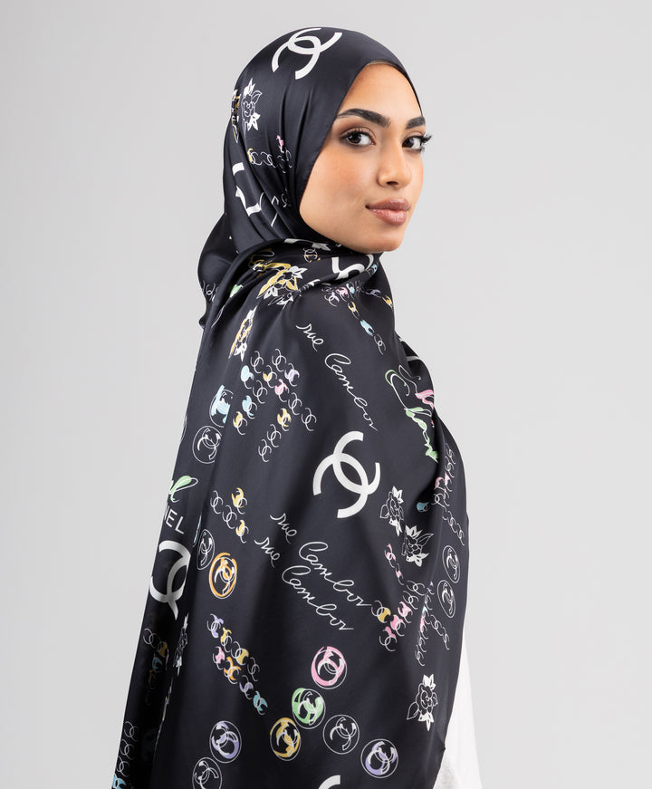 Noir Charm Silk Scarf