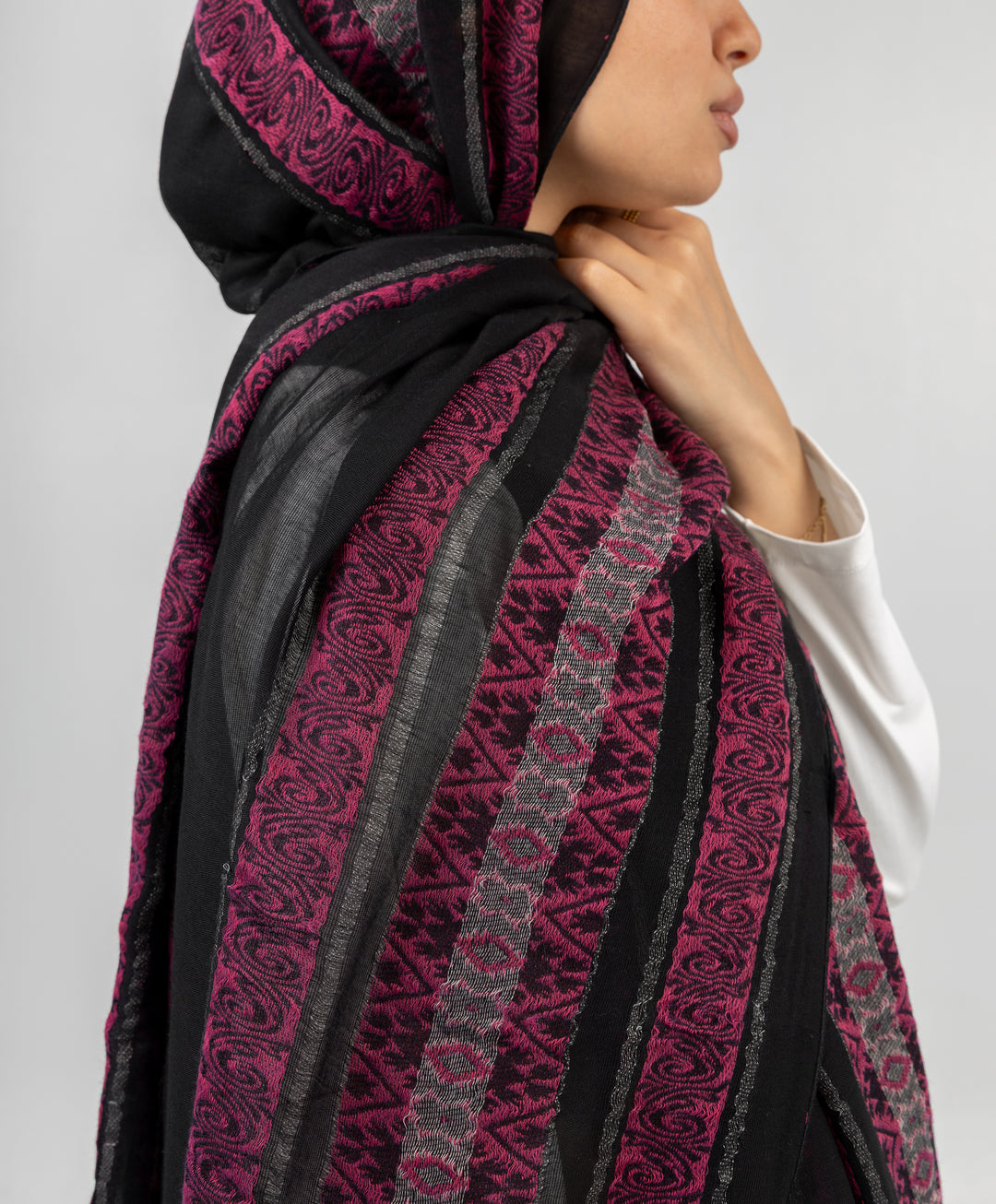 Embroidered Dusk Linen Scarf