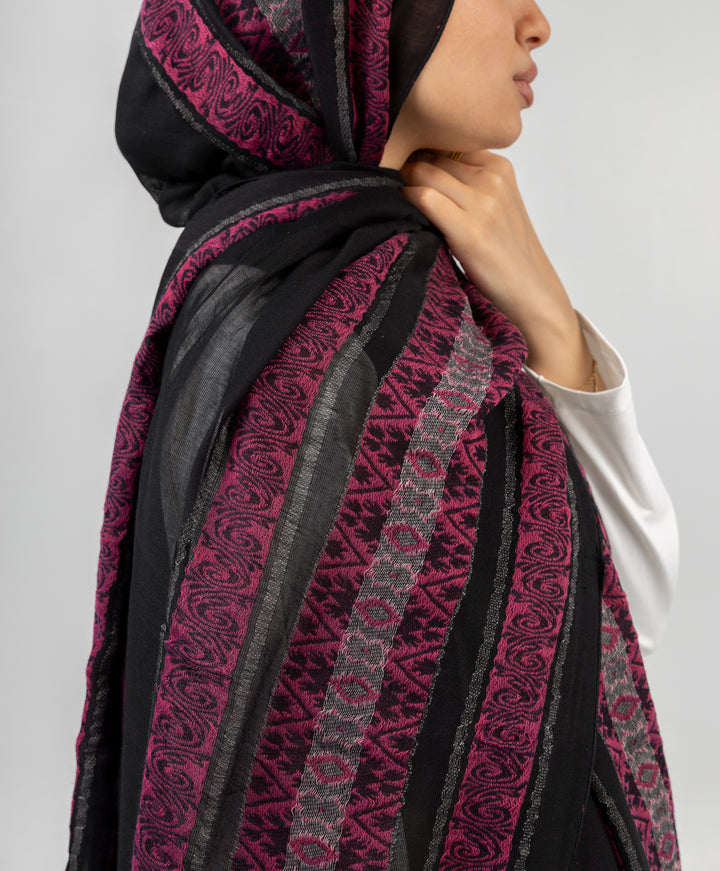 Embroidered Dusk Linen Scarf