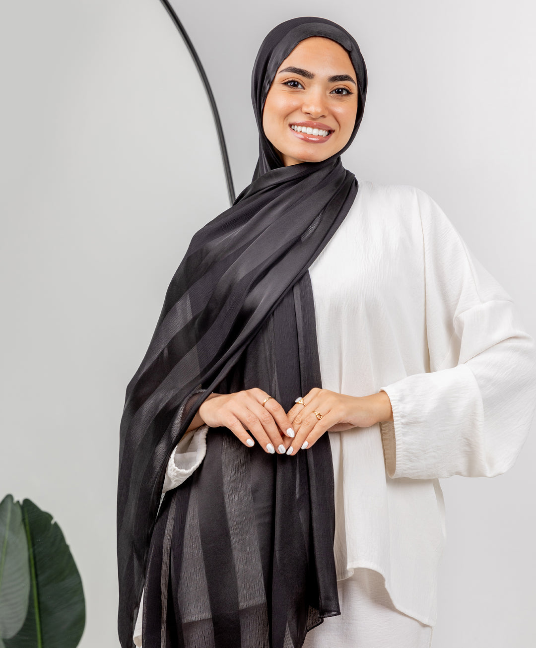 Crinkle Satin Chiffon Scarf