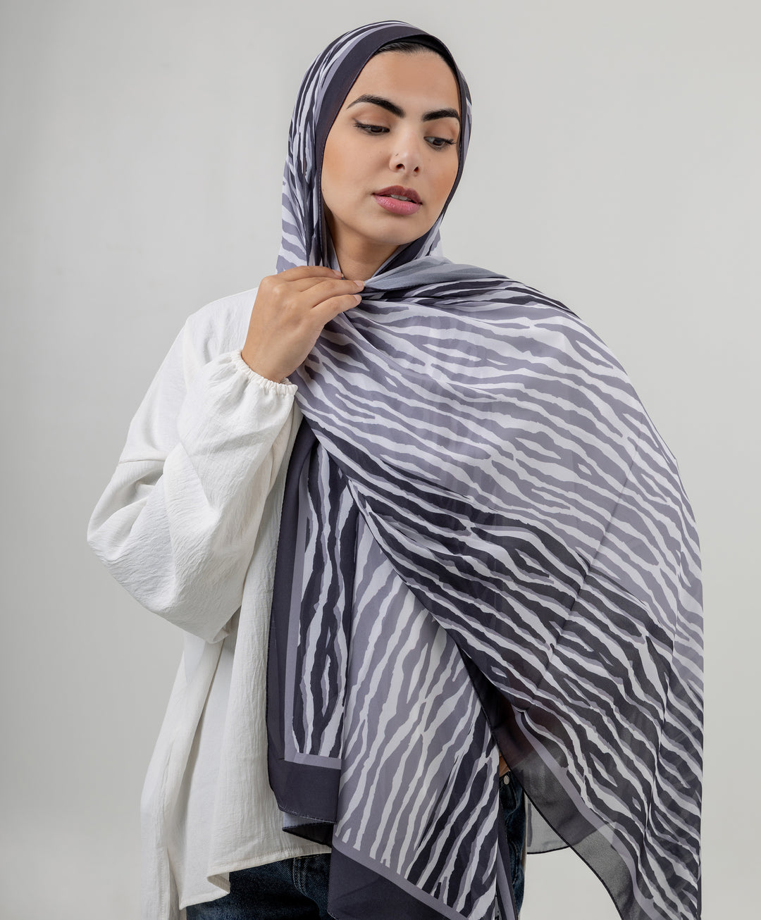 Stripy Chiffon Scarf