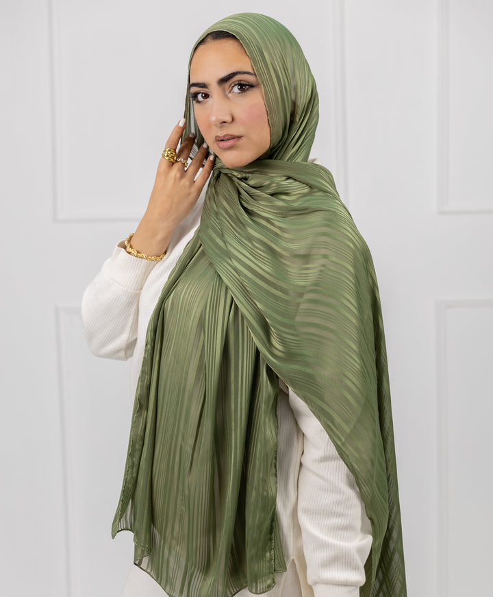 Striped Satin Chiffon Scarf