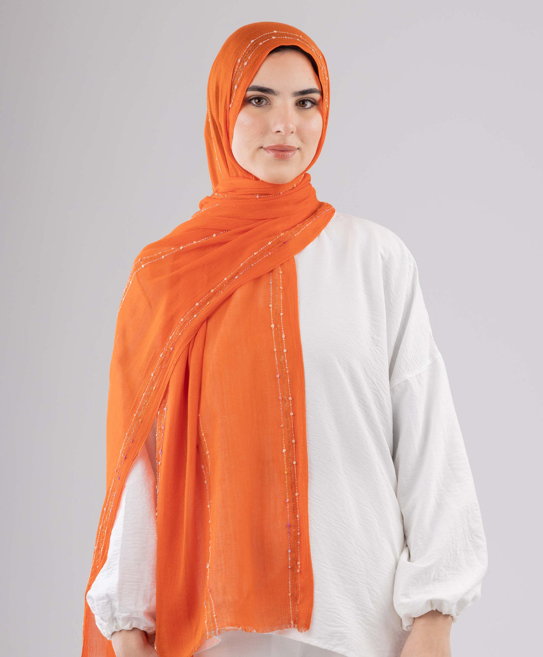 Embroidered Linen Scarf