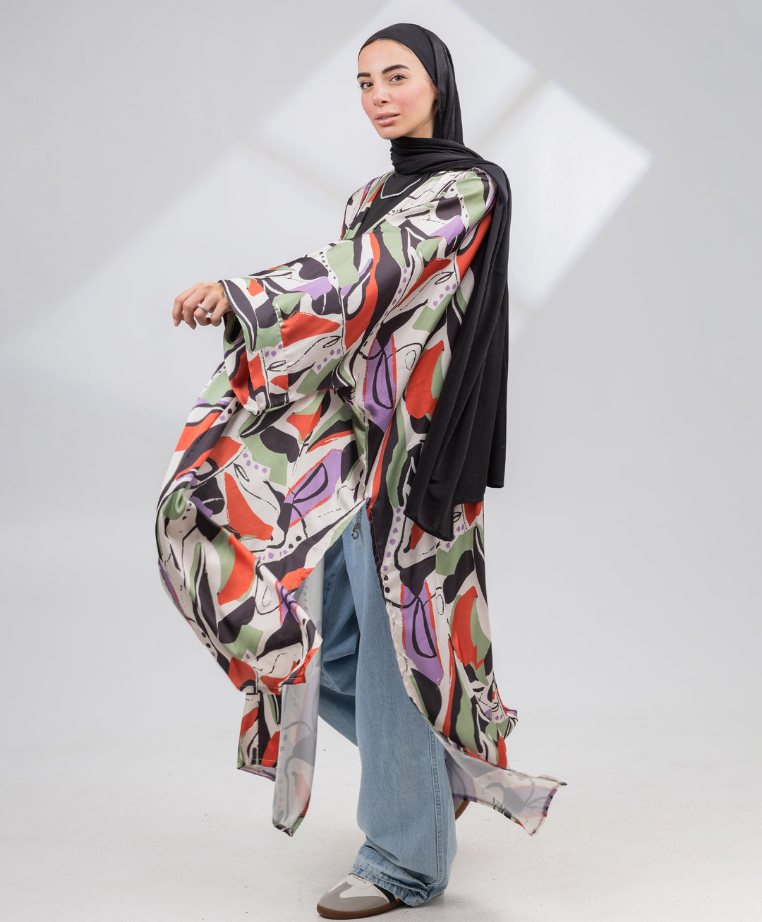 Printed Satin Kimono