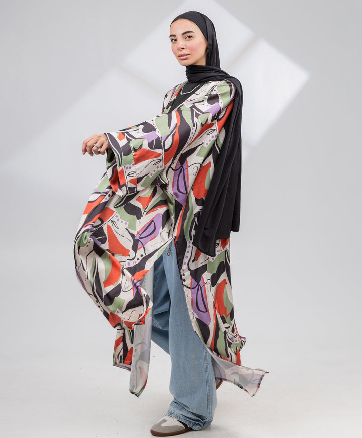 Printed Satin Kimono