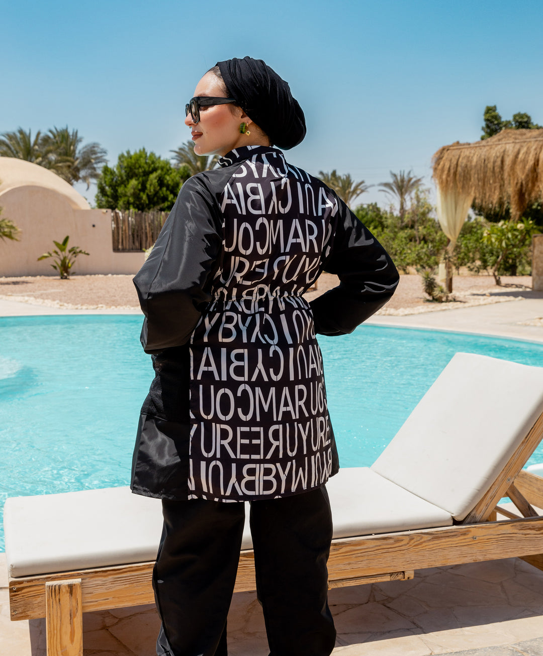 Letters Printed Modest Burkini