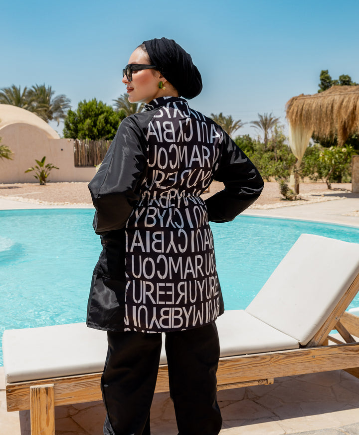 Letters Printed Modest Burkini