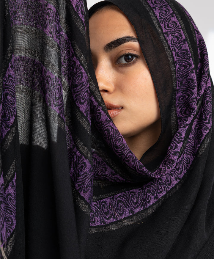 Midnight Lace Linen Scarf