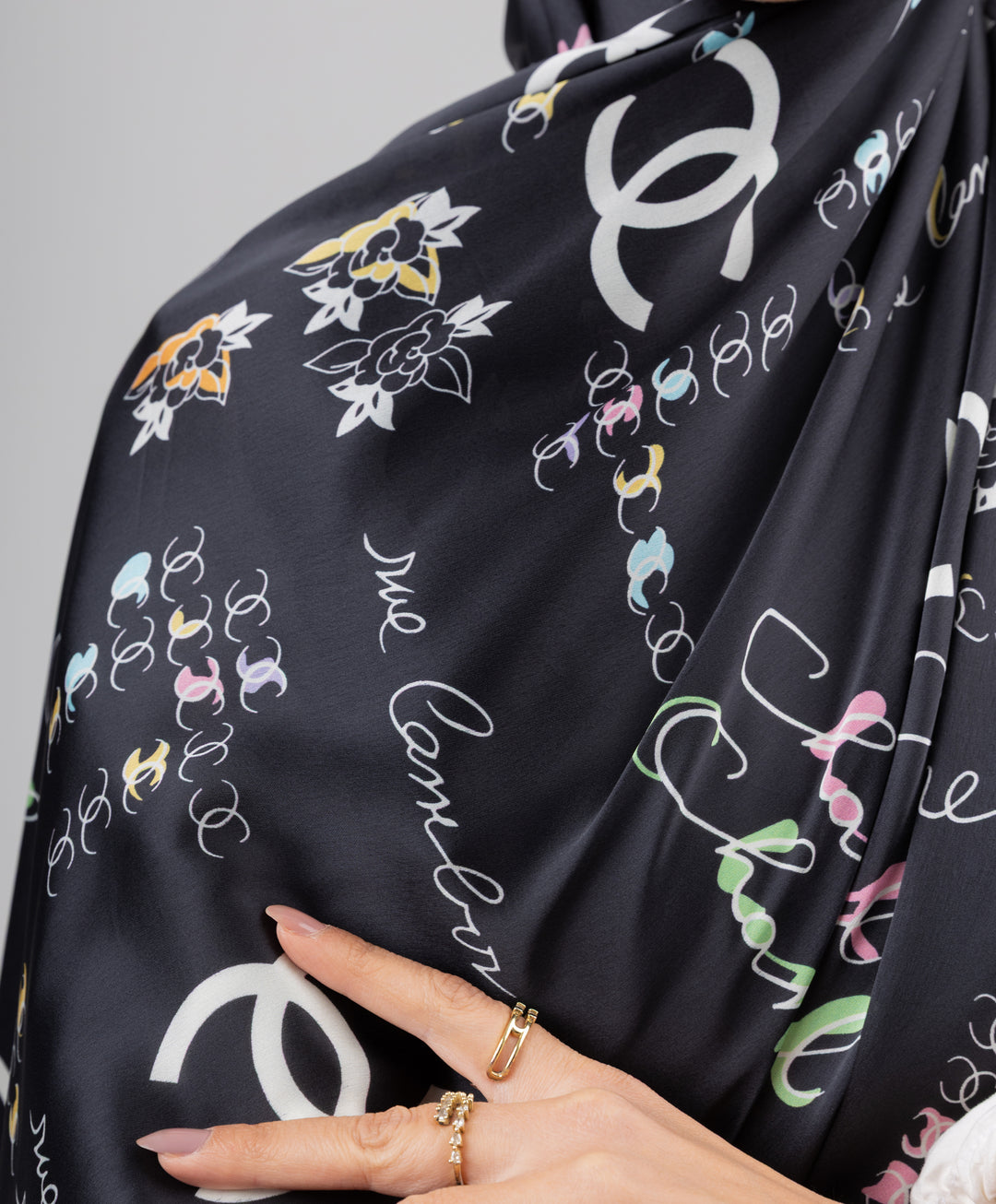 Noir Charm Silk Scarf