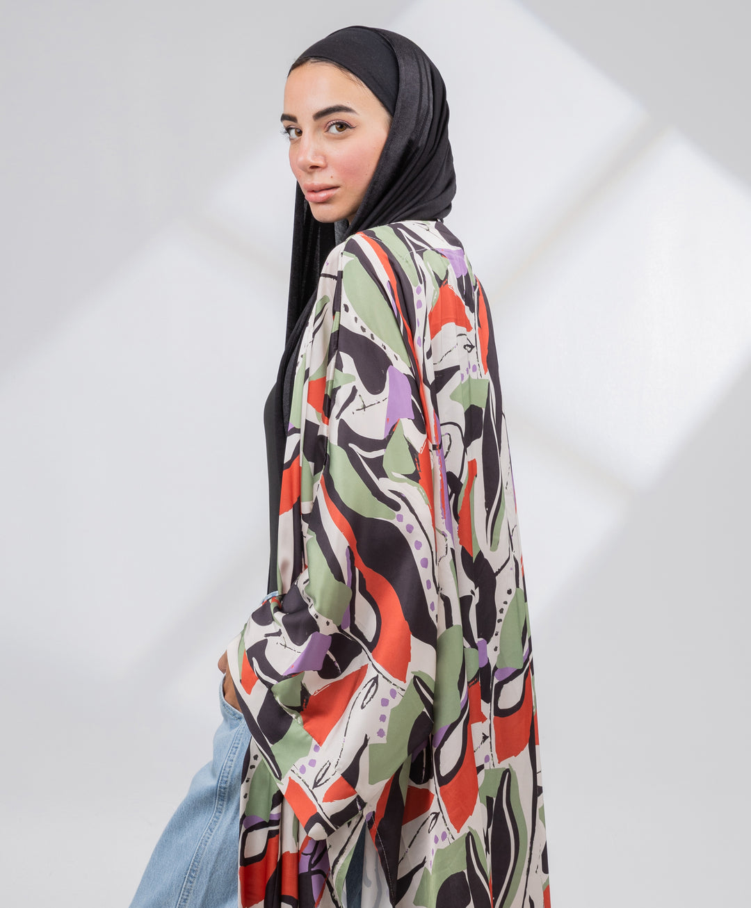 Printed Satin Kimono