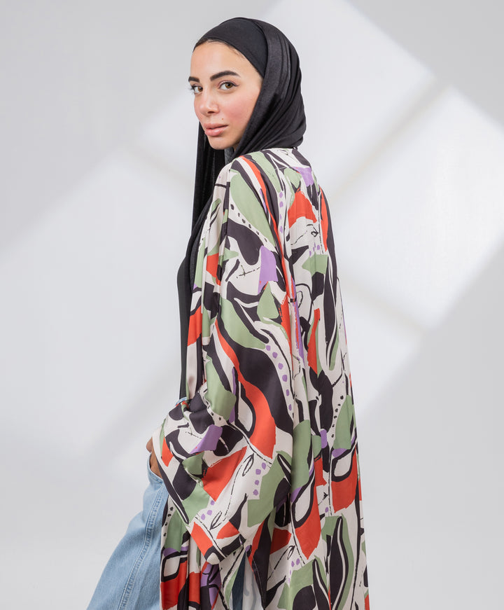 Printed Satin Kimono