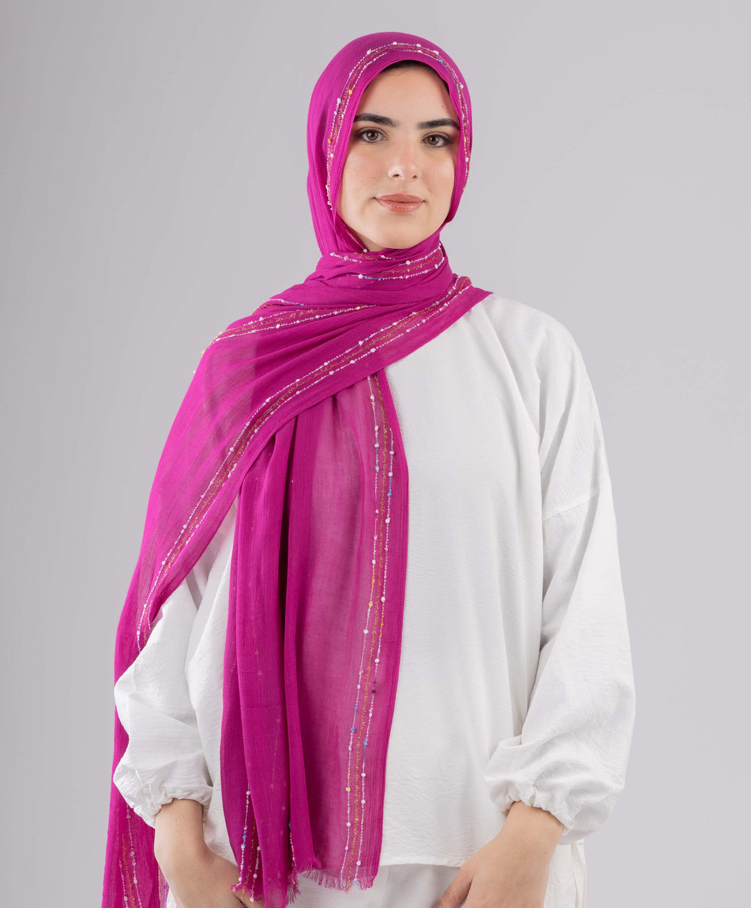 Embroidered Linen Scarf