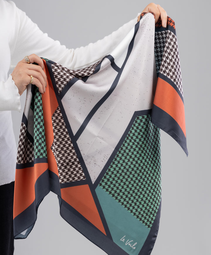 Printed Satin Square Scarf