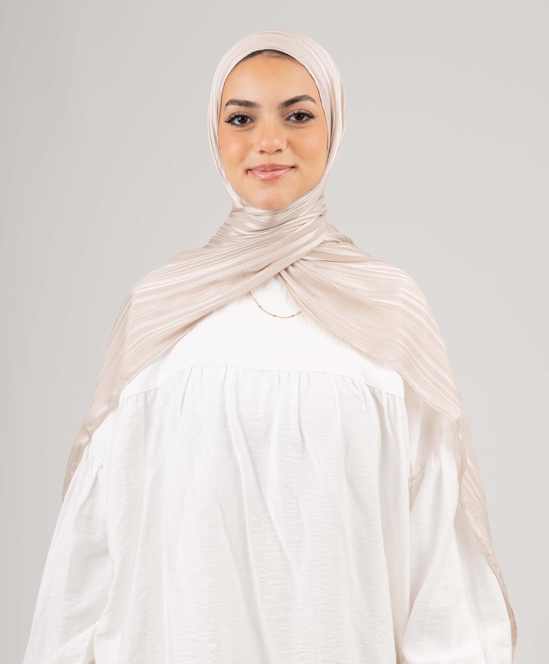 Striped Satin Chiffon Scarf