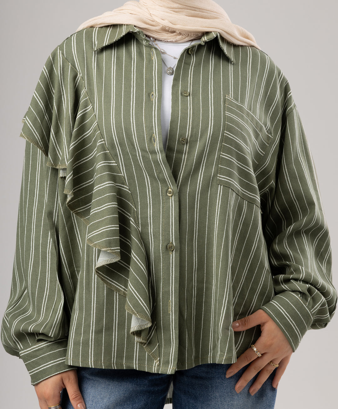Ruffle Linen Shirt