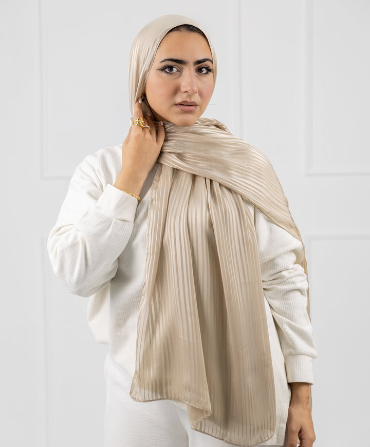 Linear Satin Chiffon Scarf