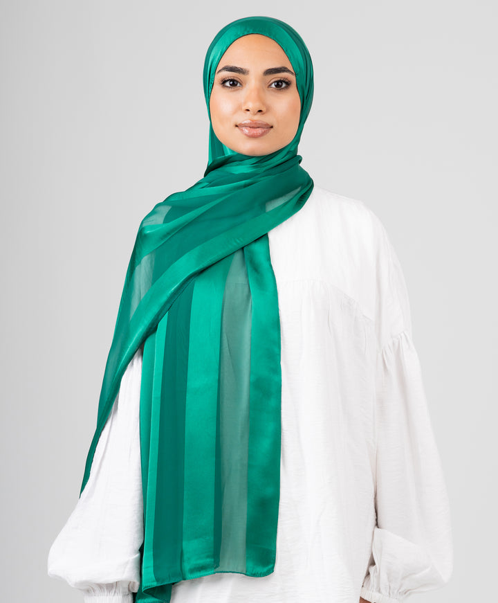 Abstract Satin Chiffon Scarf