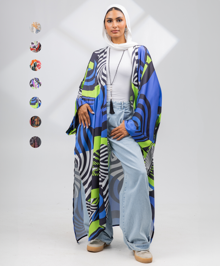 Printed Satin Kimono