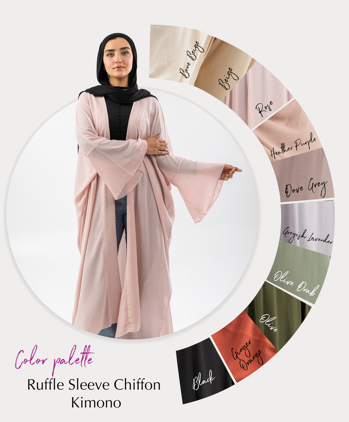 Ruffle Sleeve Chiffon Kimono