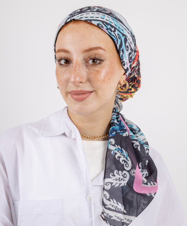 Printed Square Chiffon Scarf