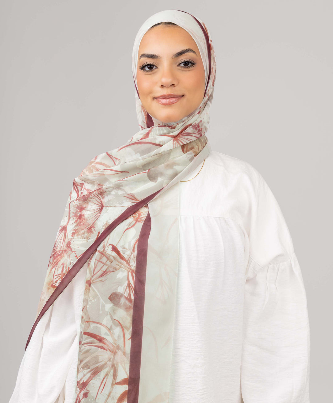 Burgundy Bloom Chiffon Scarf