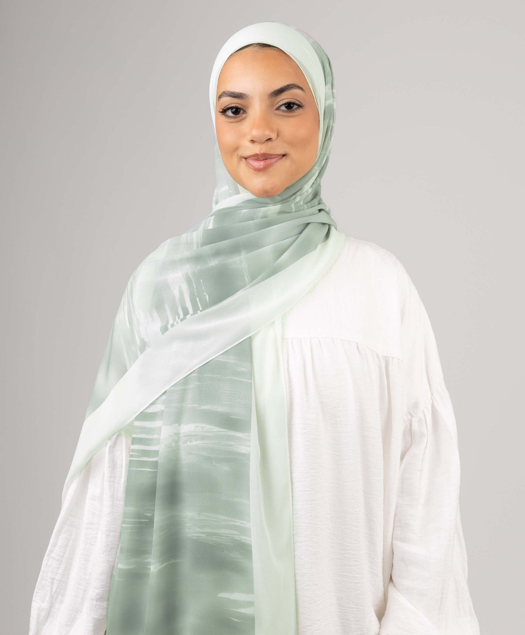 Quiet Green Chiffon Scarf
