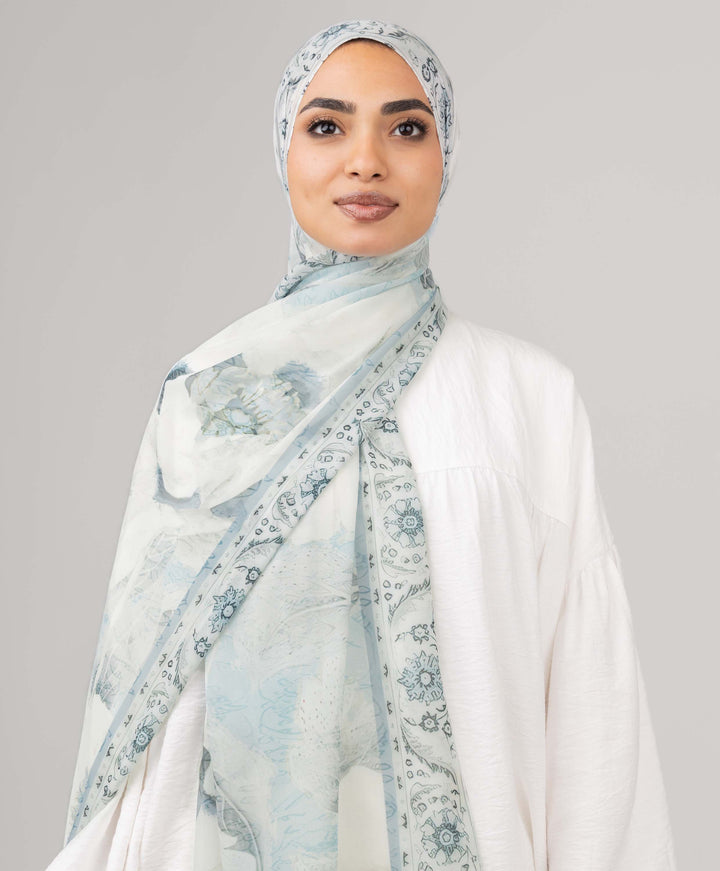 Aqua Flora Chiffon Scarf