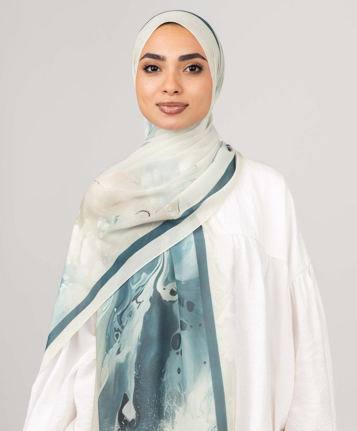 Azure Whisper Chiffon Scarf