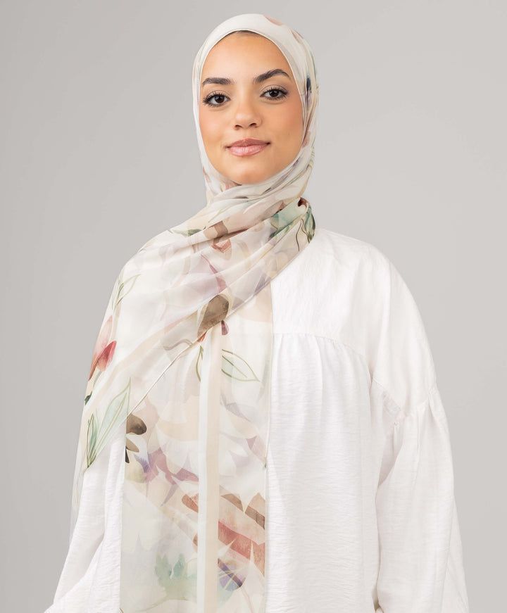 Soft Flora Chiffon Scarf