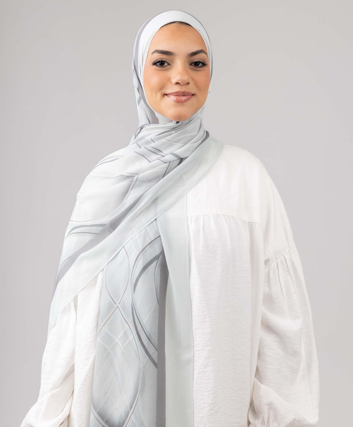 White Marble Chiffon Scarf
