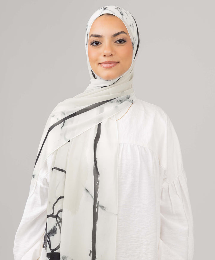 Marble Line Chiffon Scarf