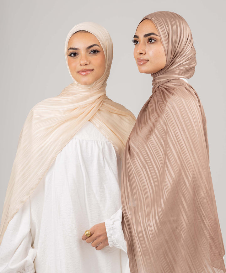 Striped Satin Chiffon Scarf
