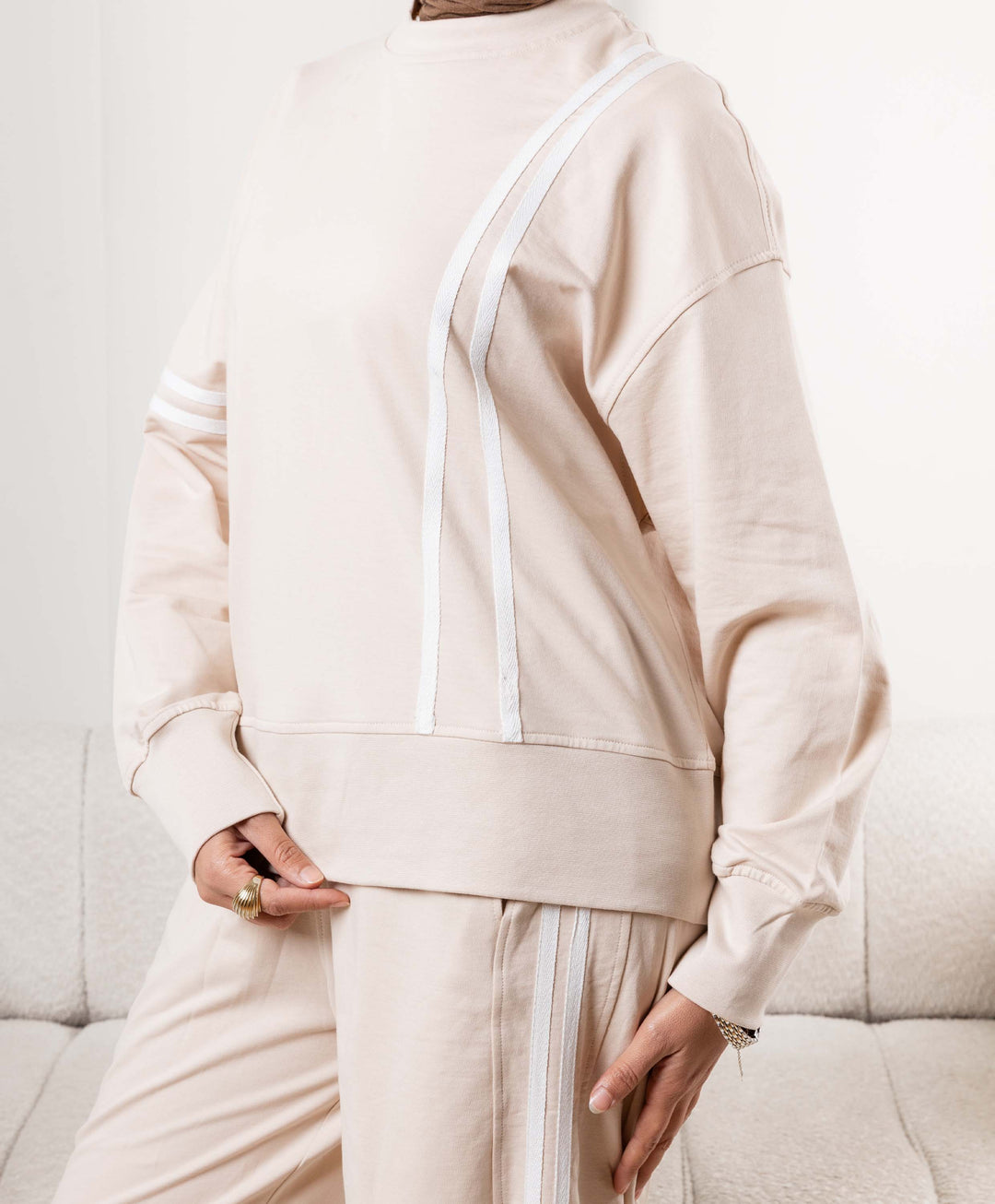 White Stripes Cotton Set