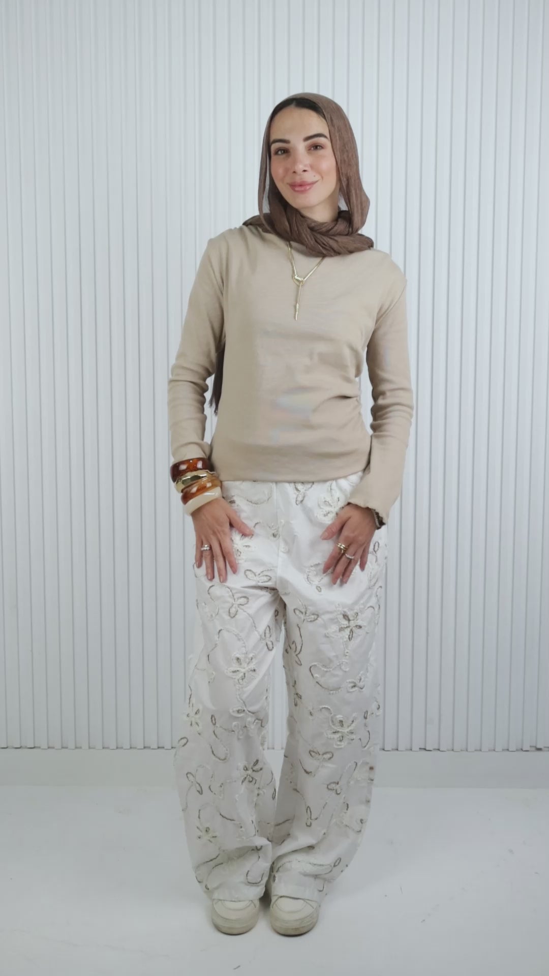 Embroidered Linen Pants